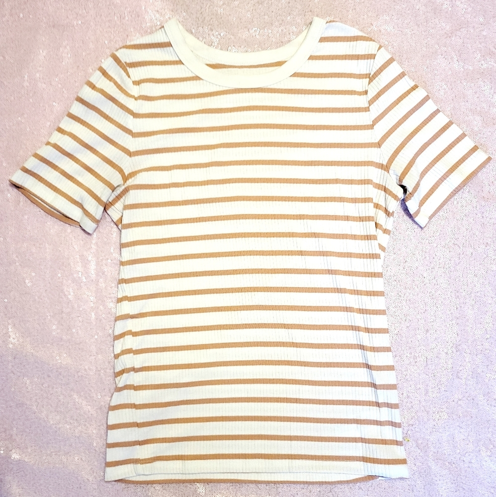 ♡ Striped Ribbed Tee ♡